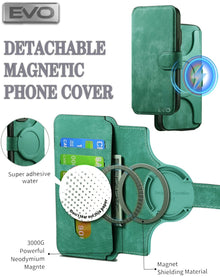 EVO Universal Magnetic Wallet Case - Fits 6.1" Phones - Green Phone Case - Pro iPhone Repair