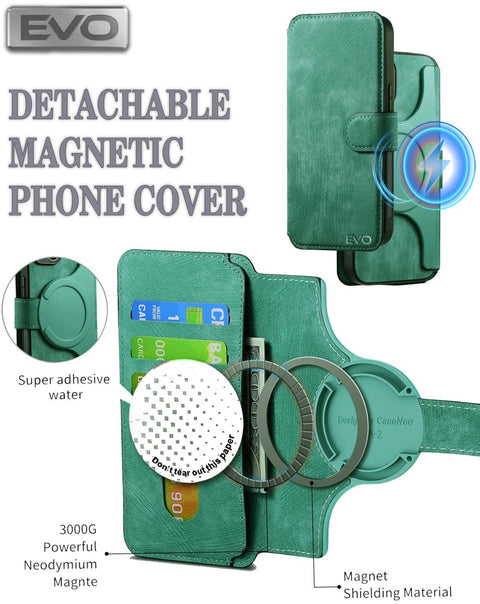 EVO Universal Magnetic Wallet Case - Fits 6.1" Phones - Green Phone Case - Pro iPhone Repair
