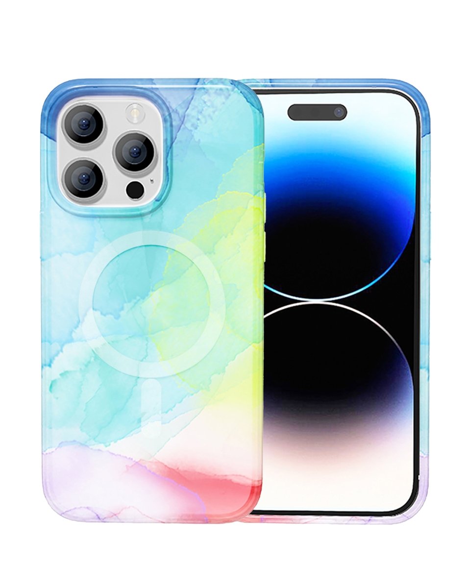 Full Ink Painting Wireless Charging Case - Rainbow for iPhone 15 Pro Phone Case - Pro iPhone Repair