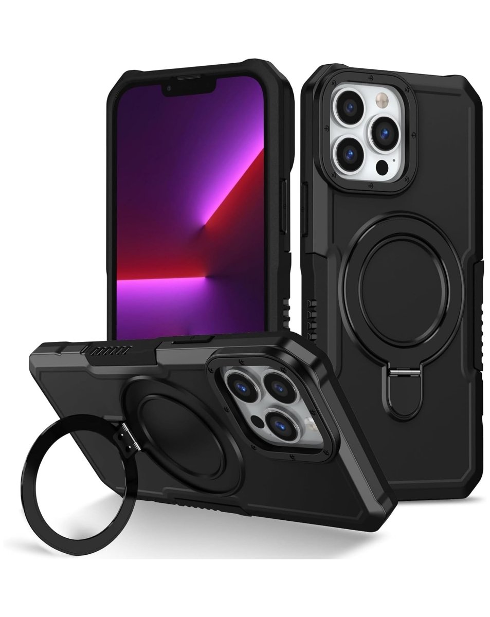 Hard PC Shockproof Case with Ring Holder - Black for iPhone 14 Pro Max Phone Case - Pro iPhone Repair