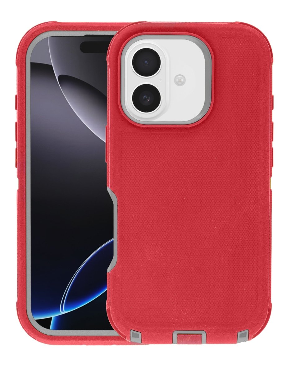 Heavy Duty Case for iPhone 17 (RED & GRAY) Phone Case - Pro iPhone Repair