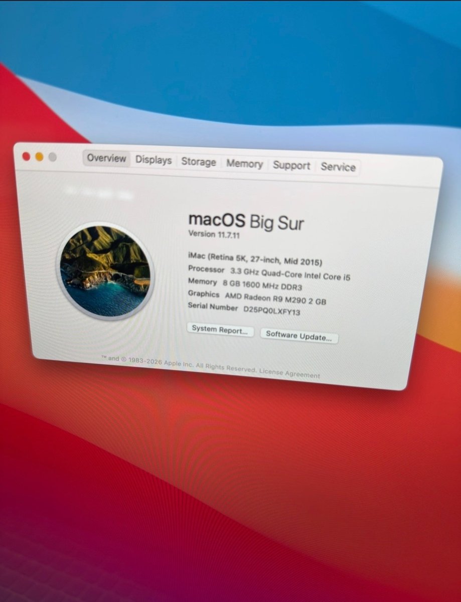 iMac ( Retina 5K, 27-inch) – macOS system info screen