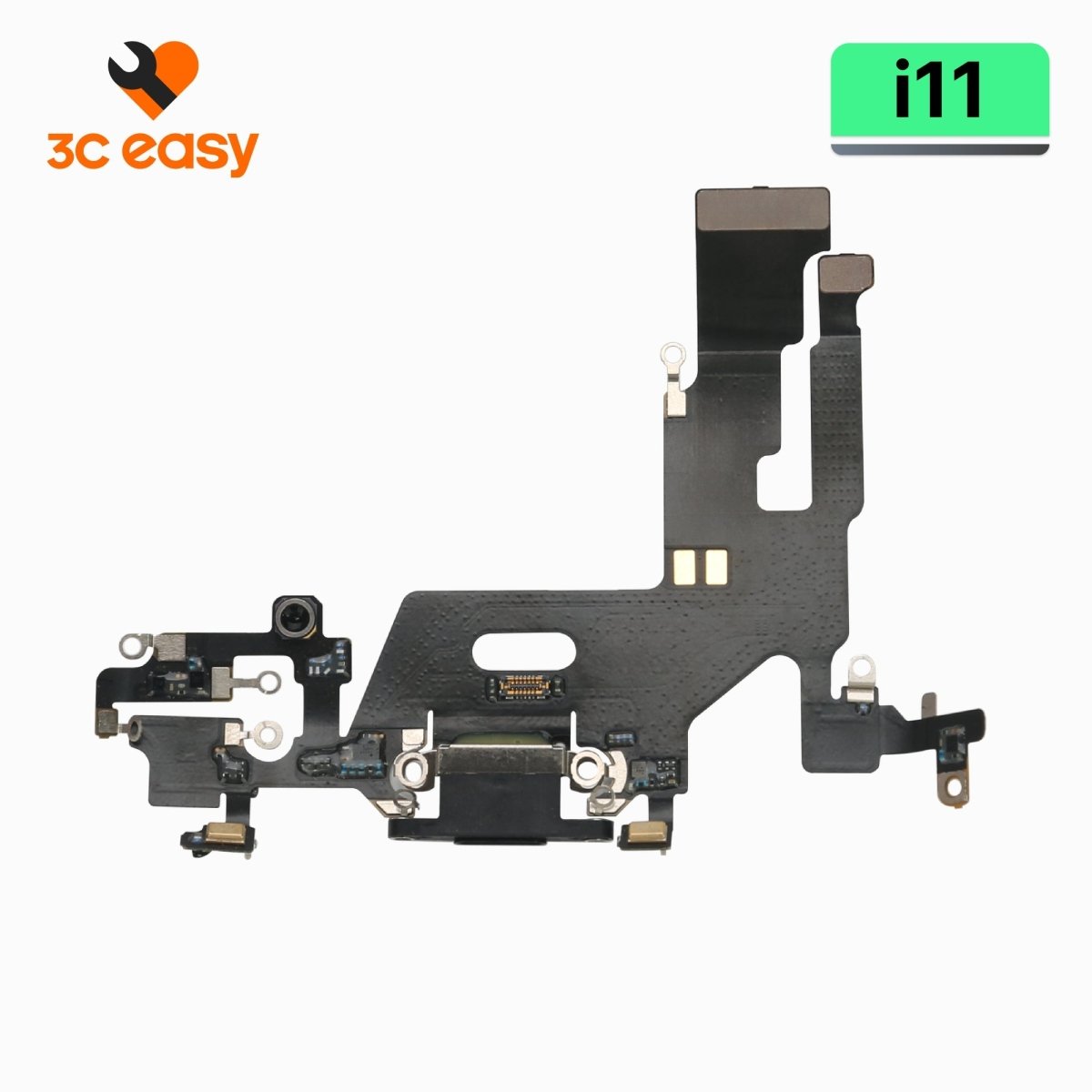 iPhone 11 Charging Port Flex Cable – 3C EASY Replacement Part (Original, Black) - Pro iPhone Repair