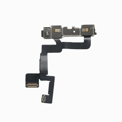 Back view of iPhone 11 front camera flex assembly showing ribbon cables and connectors