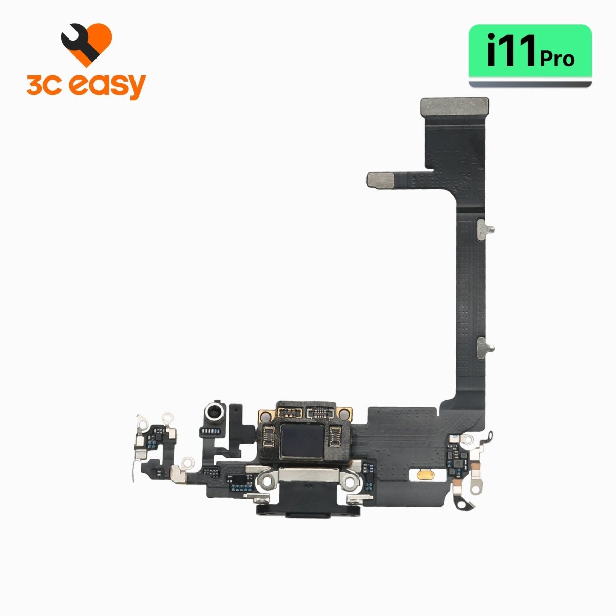 iPhone 11 Pro Charging Port Flex Cable – 3C EASY Replacement Part (Original, Black) - Pro iPhone Repair