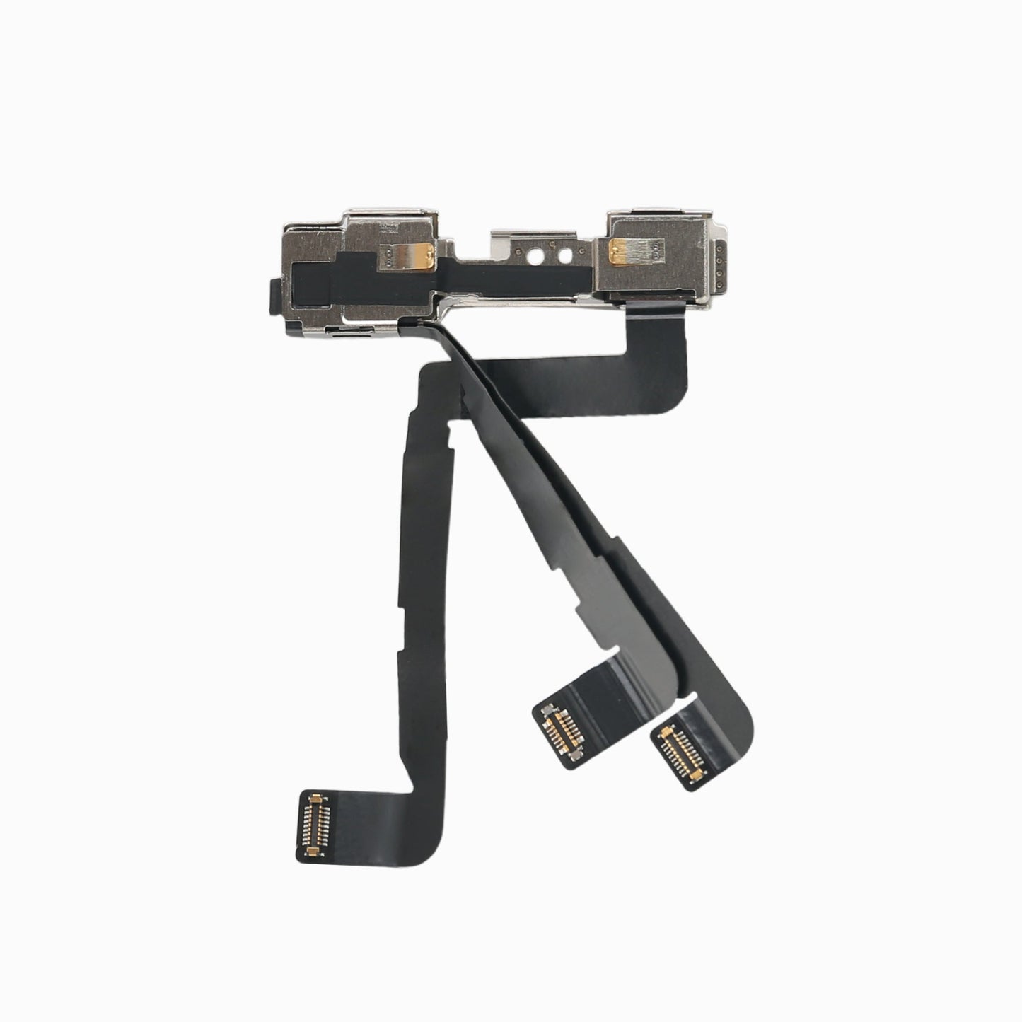 Back view of iPhone 11 Pro front camera flex assembly showing ribbon cables and connectors