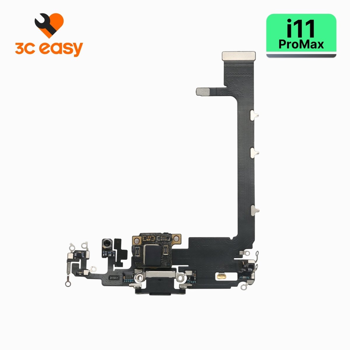 iPhone 11 Pro Max Charging Port Flex Cable – 3C EASY Replacement Part (Original, Black) - Pro iPhone Repair
