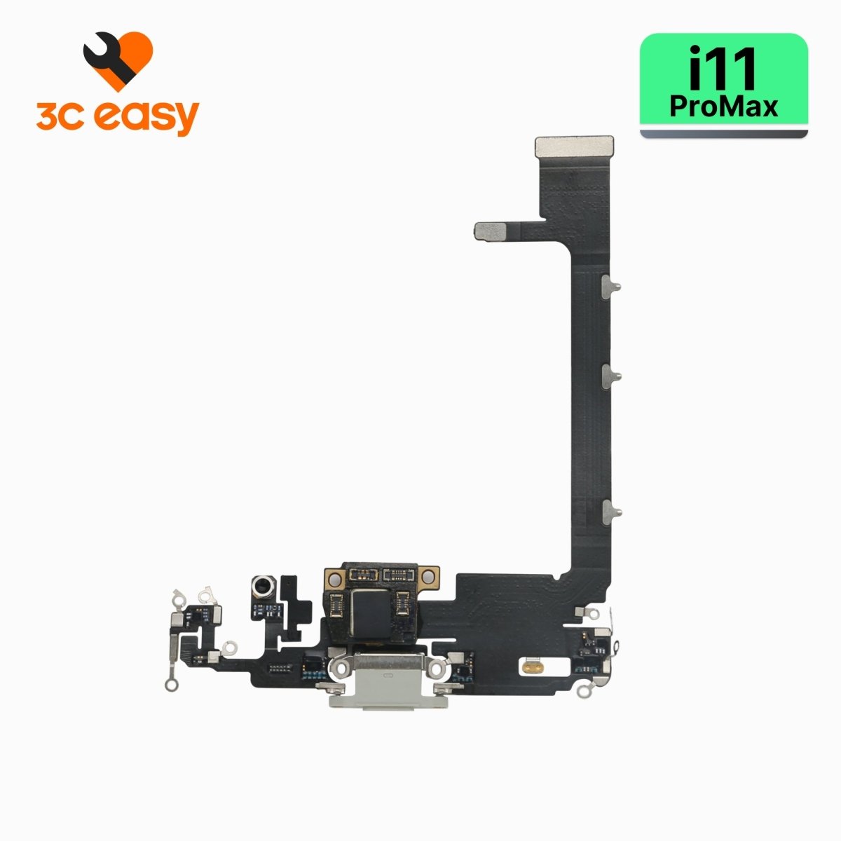 iPhone 11 Pro Max Charging Port Flex Cable – 3C EASY Replacement Part (Original, White) - Pro iPhone Repair