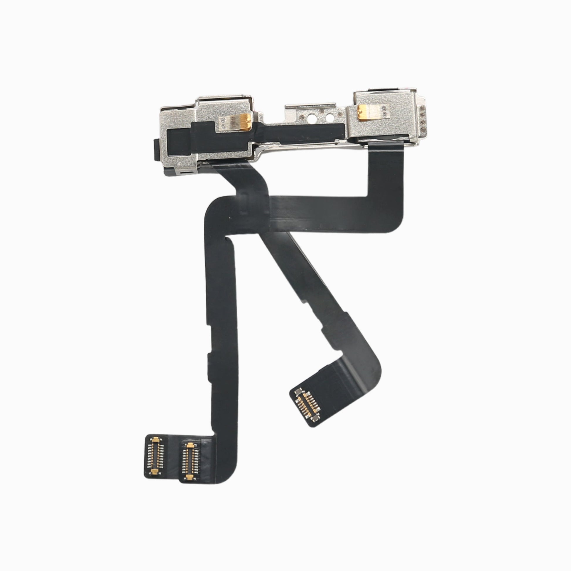 Back view of iPhone 11 Pro Max front camera flex assembly showing ribbon cables and connectors