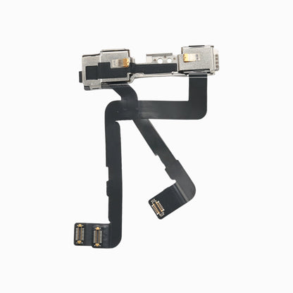 Back view of iPhone 11 Pro Max front camera flex assembly showing ribbon cables and connectors
