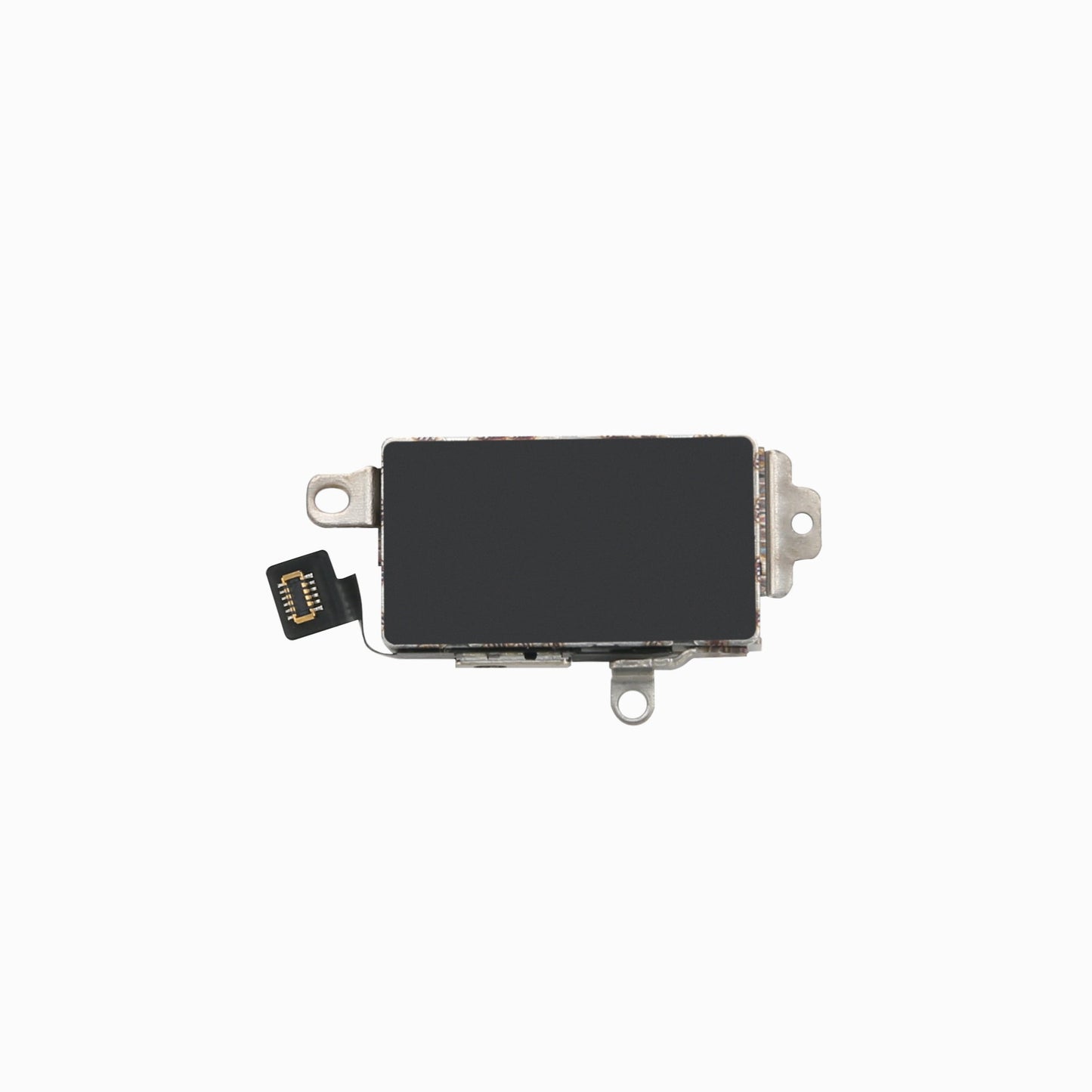 Back view of iPhone 11 Pro Max vibration motor showing flex connector and mounting brackets