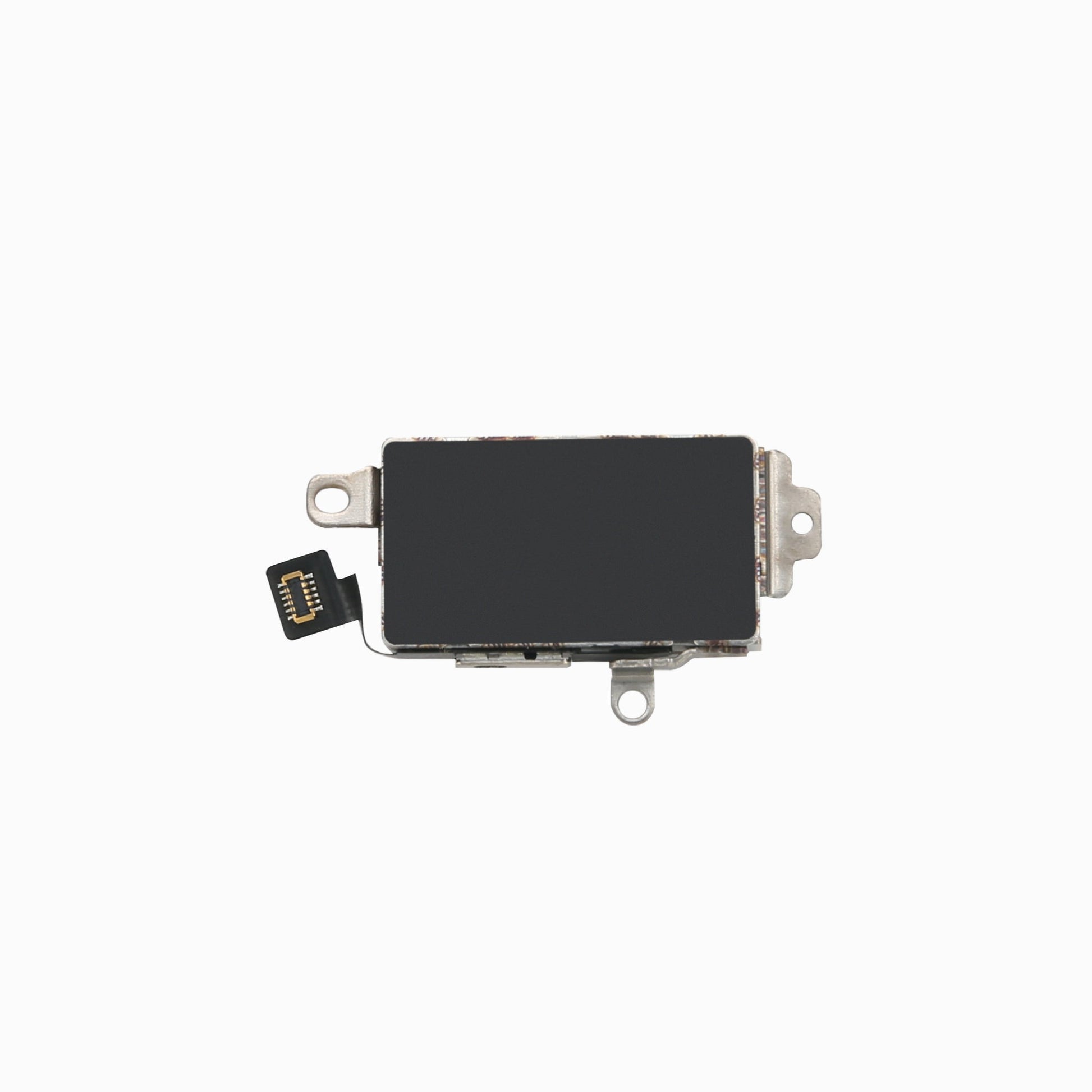Back view of iPhone 11 Pro Max vibration motor showing flex connector and mounting brackets