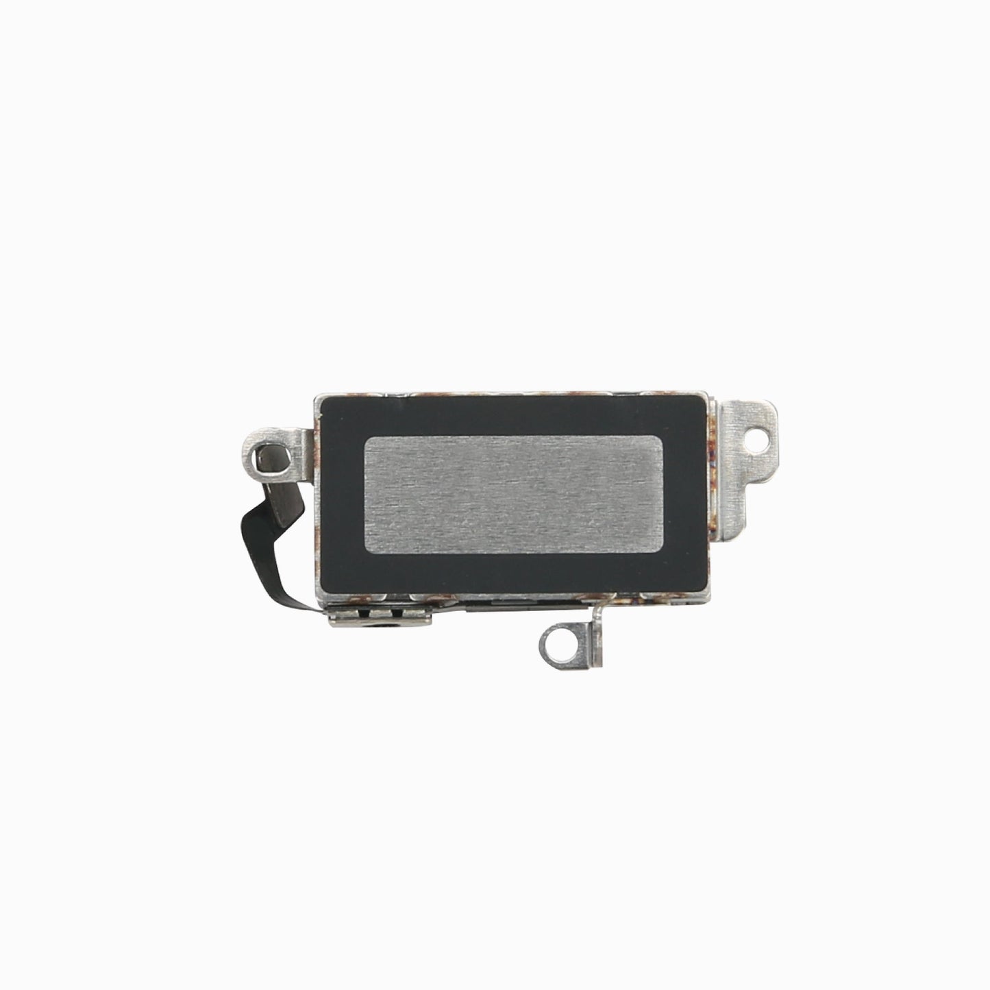 Back view of iPhone 11 Pro vibration motor showing metal plate and flex cable