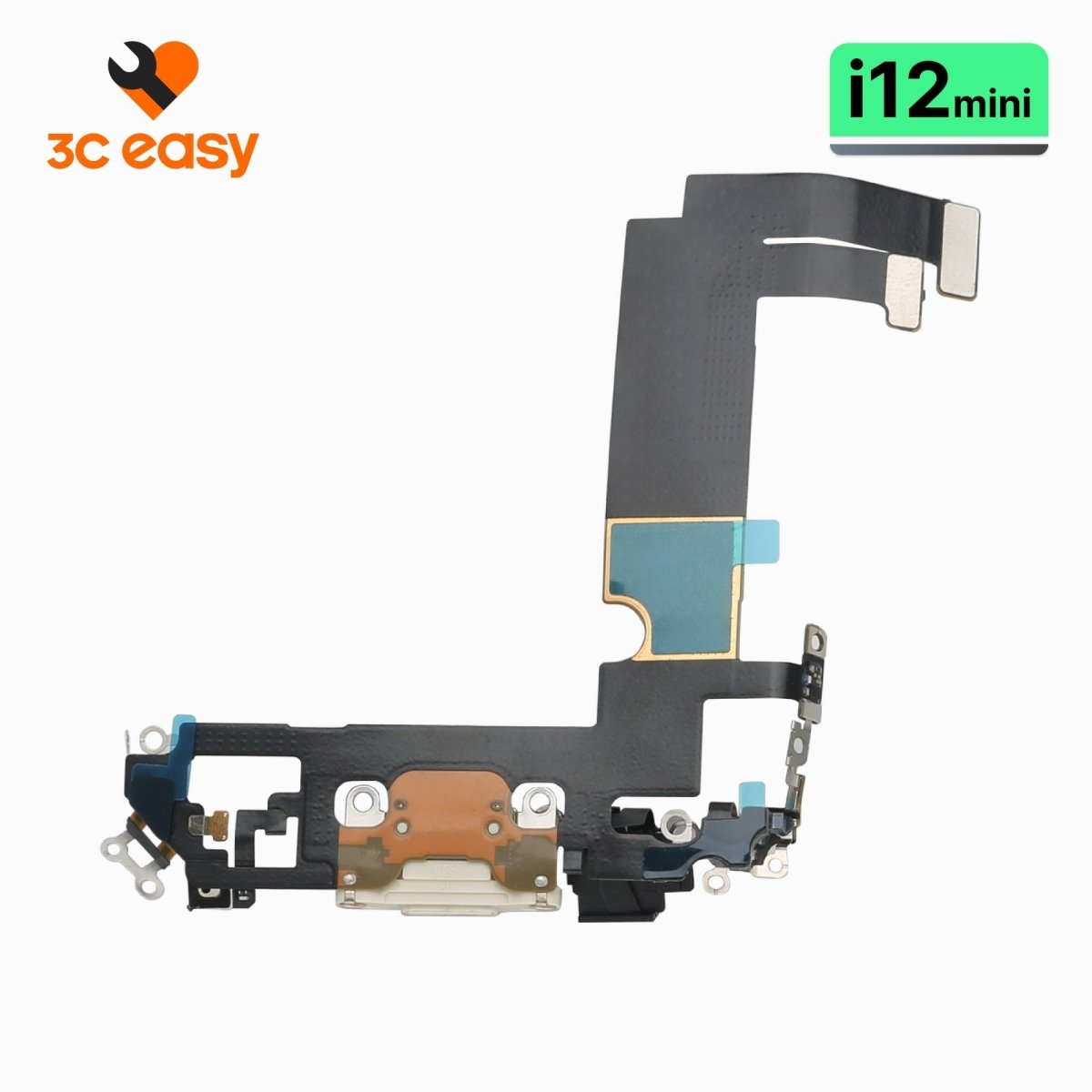 iPhone 12 mini Charging Port Flex Cable – 3C EASY Replacement Part (Original, White) - Pro iPhone Repair