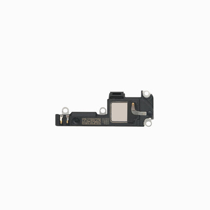 Reverse side of original iPhone 12 mini loudspeaker module showing speaker frame and contacts