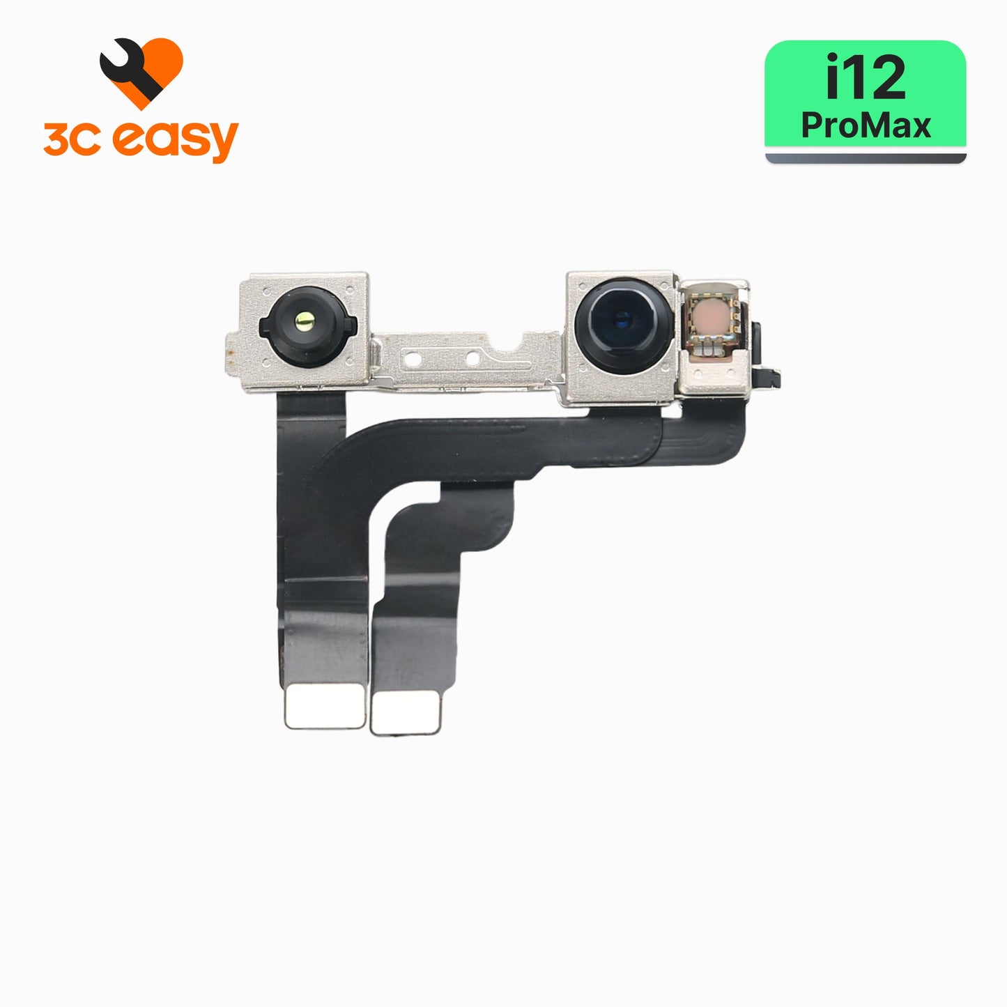 iPhone 12 Pro Max front camera and sensor flex assembly, lens side view, original 3C EASY replacement part
