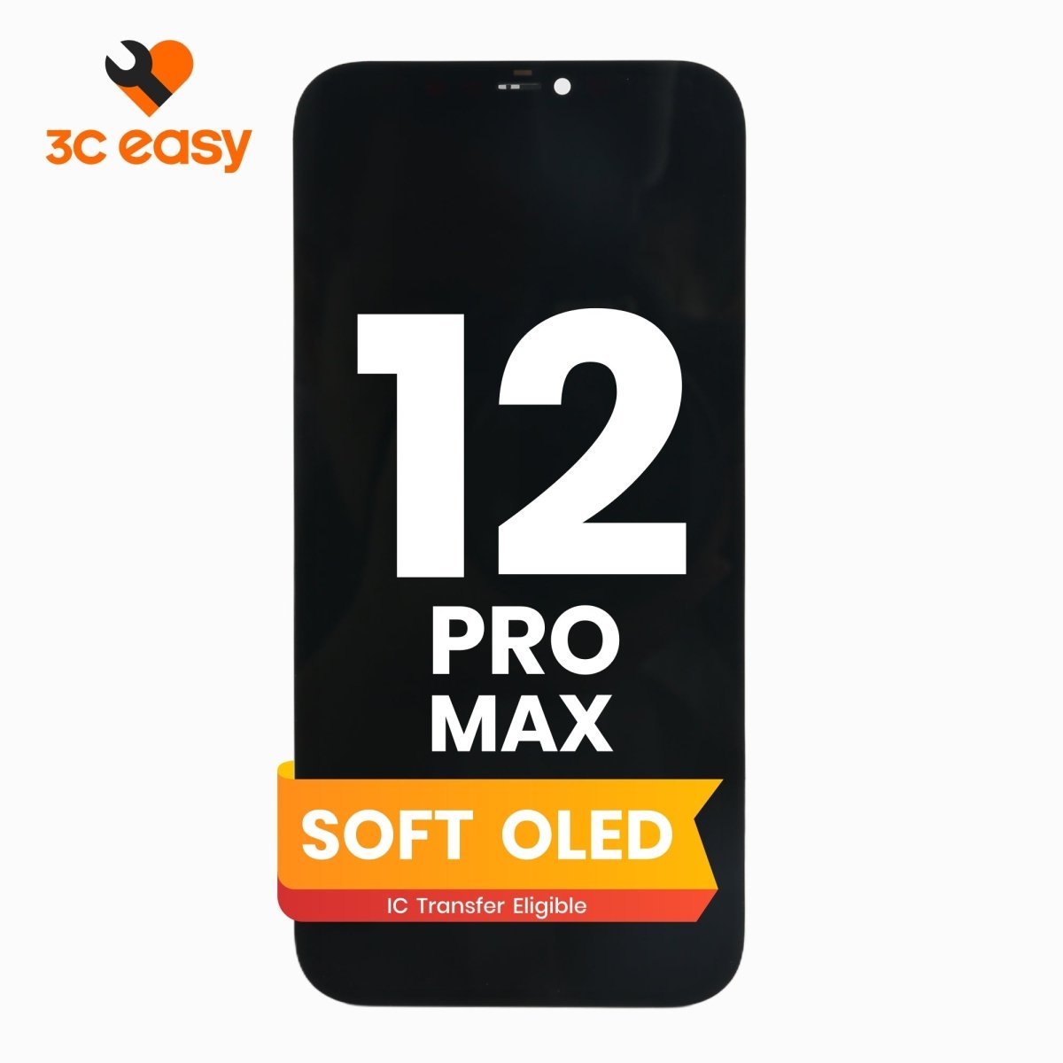 iPhone 12 Pro Max Screen Replacement – 3C EASY Replacement Part (Soft OLED, Black) - Pro iPhone Repair