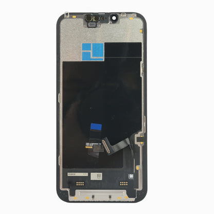 Back of iPhone 13 INCELL screen replacement showing backplate, flex cable and connectors