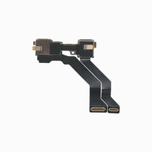 iPhone 13 Pro Max front camera flex assembly, back view showing metal shields and connectors