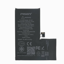 PISEN replacement battery for iPhone 13 Pro, back view showing safety warning and certification marks
