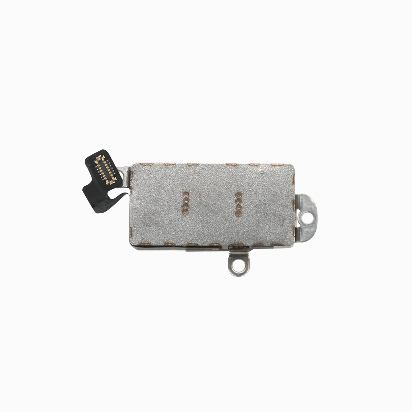 Back of iPhone 13 Pro Taptic Engine vibration motor showing metal housing and flex connector