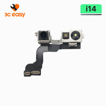 Original front camera module with Face ID sensor housing for iPhone 14, front view on 3C EASY card