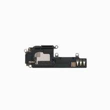 Back of iPhone 14 loudspeaker assembly showing black housing and gold contact pins