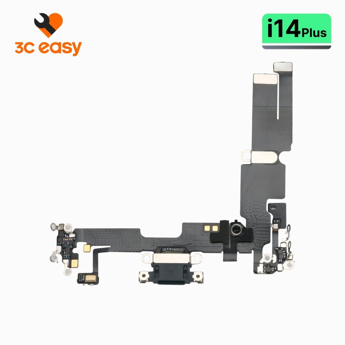 iPhone 14 Plus Charging Port Flex Cable – 3C EASY Replacement Part (Original, Black) - Pro iPhone Repair