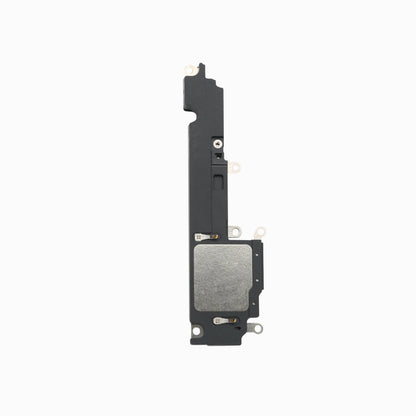 Back of the iPhone 14 Plus loudspeaker assembly showing housing and mounting tabs