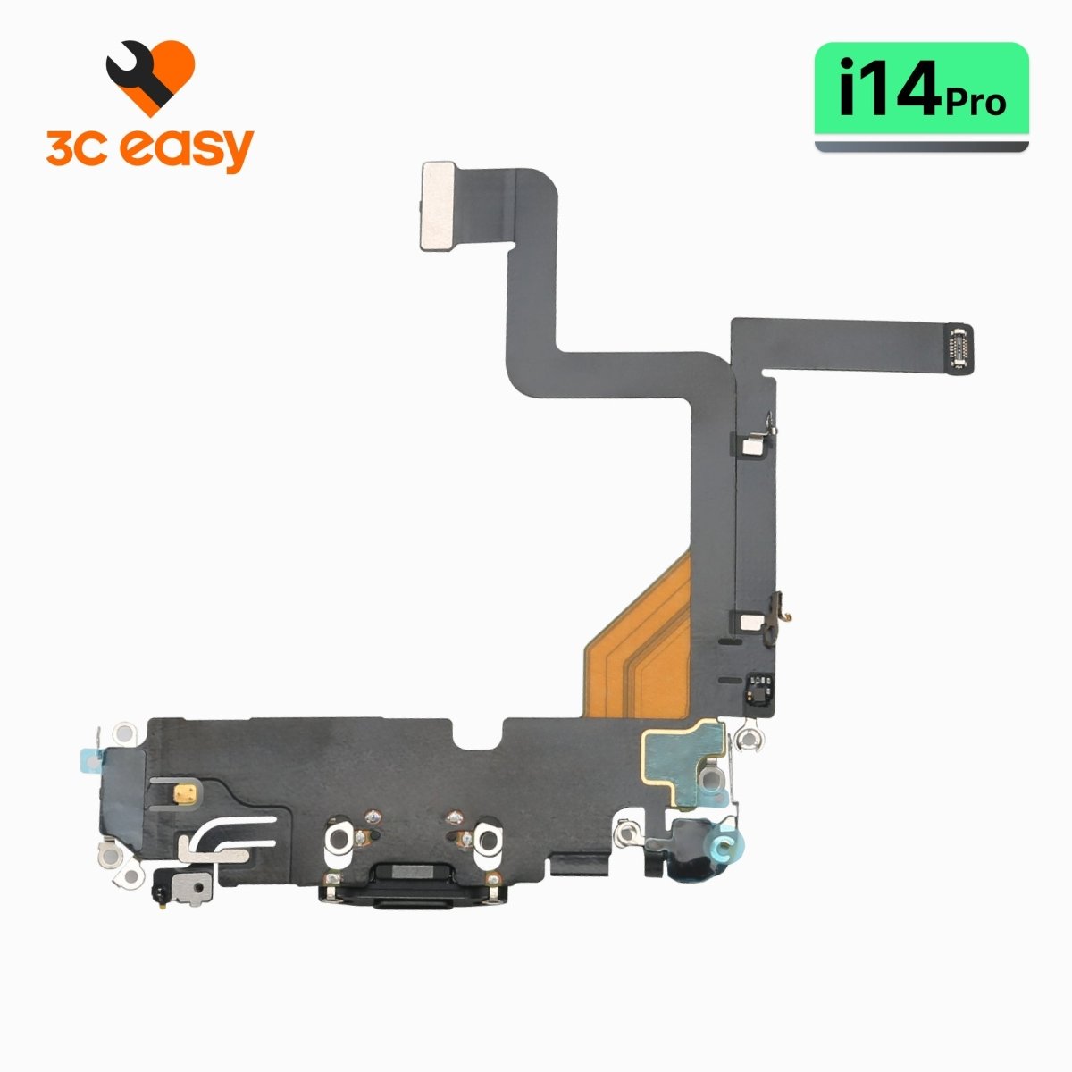 iPhone 14 Pro Charging Port Flex Cable – 3C EASY Replacement Part (Original, Black) - Pro iPhone Repair