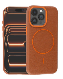 iPhone 14 Pro Magnetic Leather Case - Golden Brown Phone Case - Pro iPhone Repair