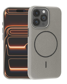 iPhone 14 Pro Magnetic Leather Case - Titanium Gray Phone Case - Pro iPhone Repair