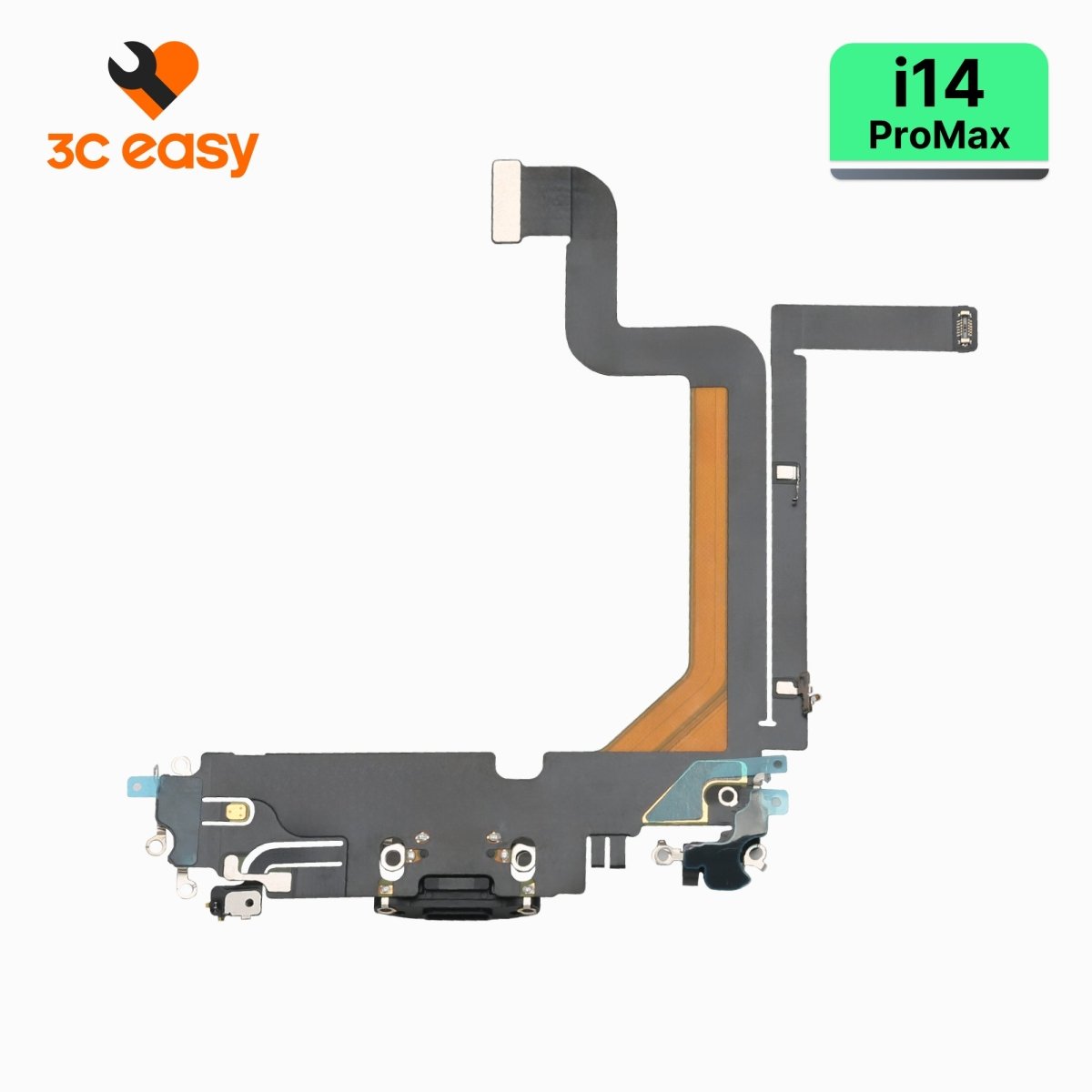 iPhone 14 Pro Max Charging Port Flex Cable – 3C EASY Replacement Part (Original, Black) - Pro iPhone Repair