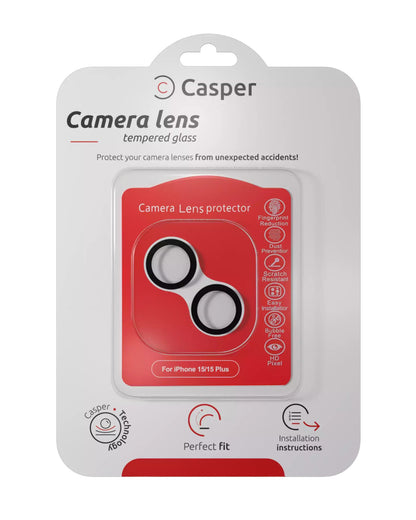 iPhone 15 / 15 Plus (Black) Casper Camera Lens Protector – retail package