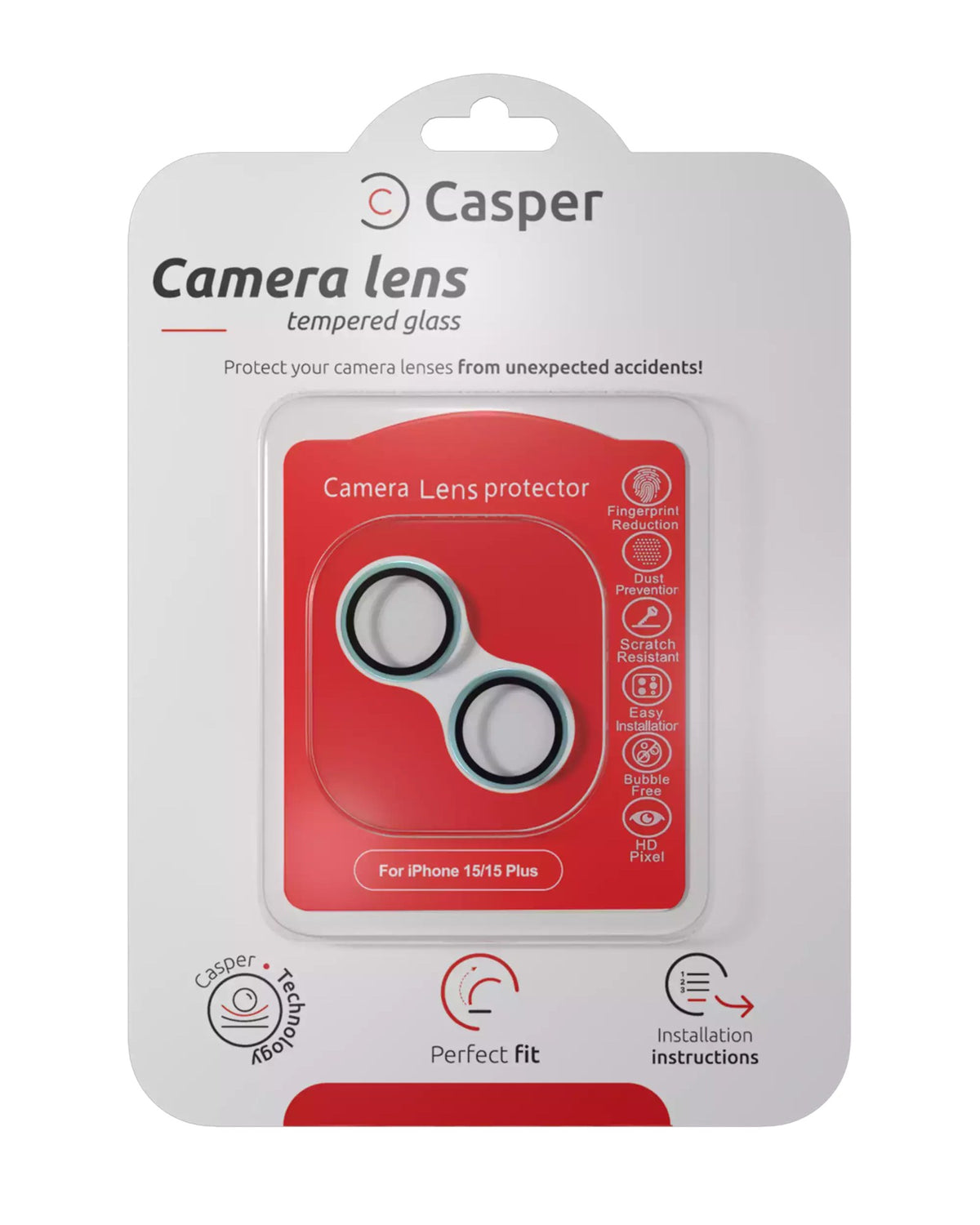 iPhone 15 / 15 Plus (Blue) Casper Camera Lens Protector – retail package