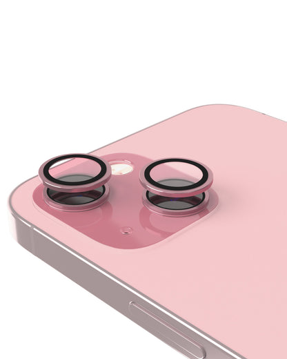 iPhone 15 / 15 Plus (Pink) Casper Camera Lens Protector – installed on the iPhone camera