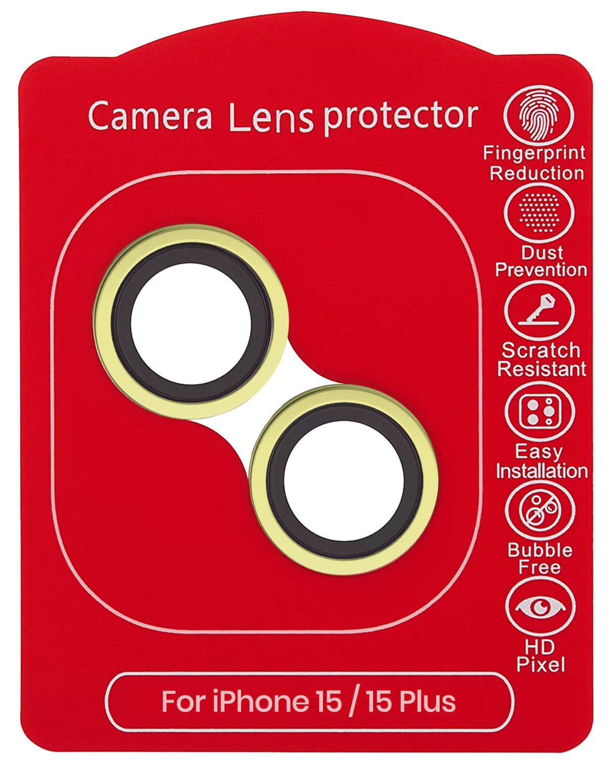 iPhone 15 / 15 Plus (Yellow) Casper Camera Lens Protector – retail package