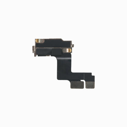 Back of the iPhone 15 Plus front camera module showing flex cable connectors