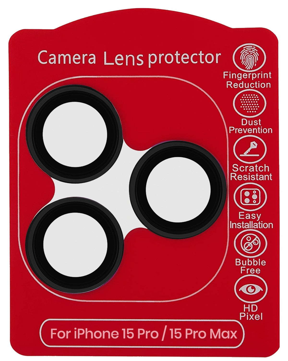 iPhone 15 Pro / 15 Pro Max (Black) Casper Camera Lens Protector – retail package