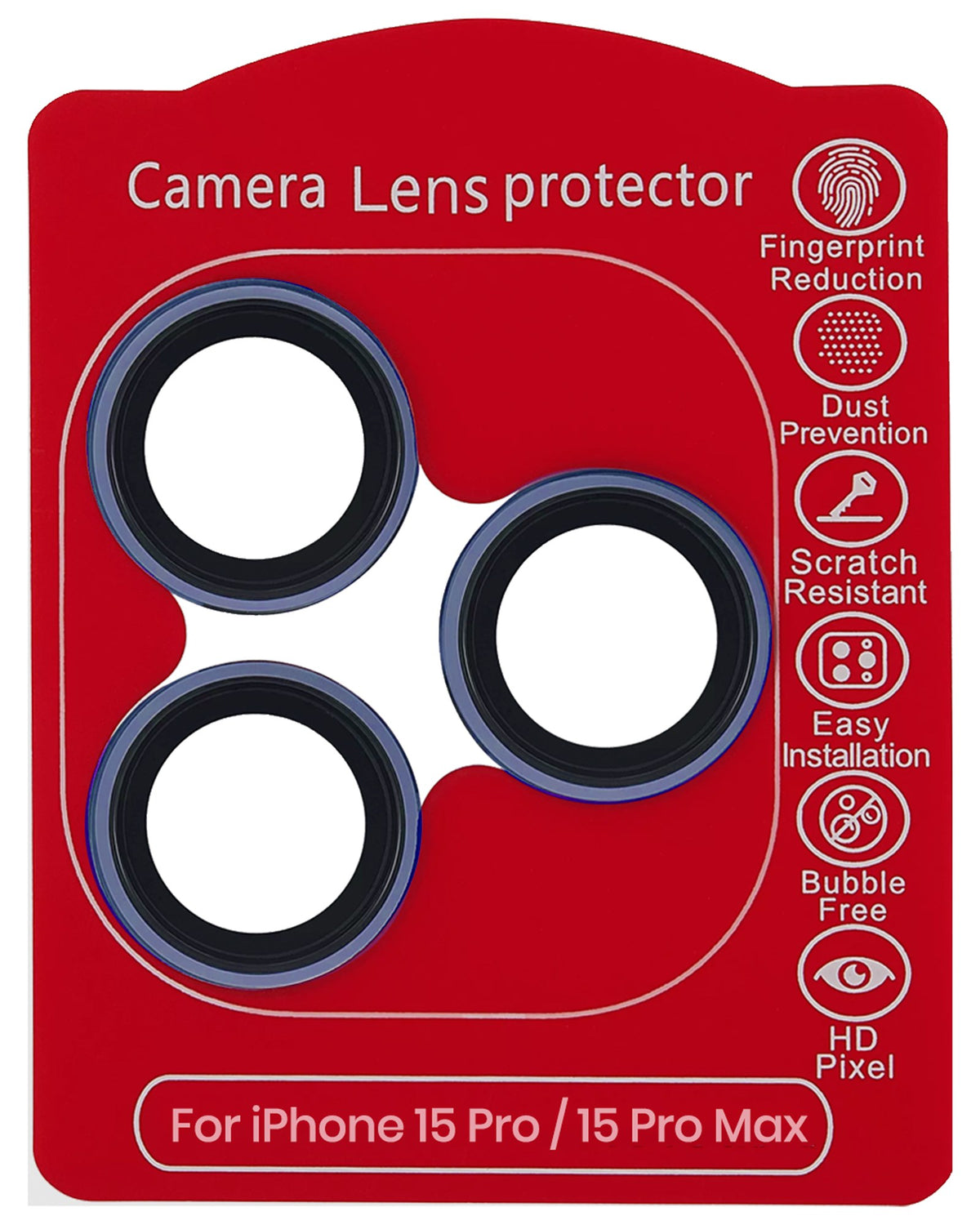 iPhone 15 Pro / 15 Pro Max (Blue Titanium) Casper Camera Lens Protector – retail package
