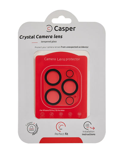 iPhone 15 Pro / 15 Pro Max (Crystal Full Cover) Casper Camera Lens Protector – retail package