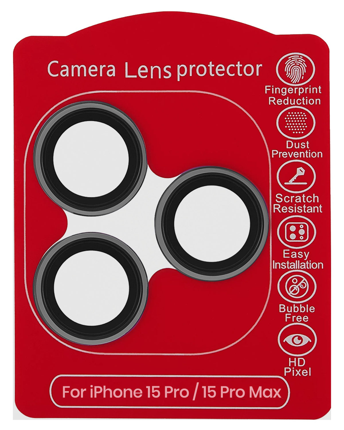 iPhone 15 Pro / 15 Pro Max (Gray) Casper Camera Lens Protector – retail package
