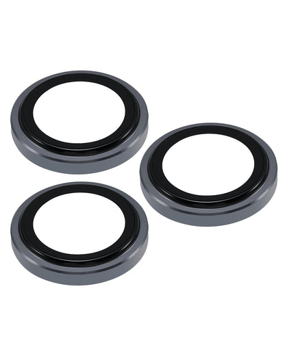 iPhone 15 Pro / 15 Pro Max (Gray) Casper Camera Lens Protector – close-up of the lens rings