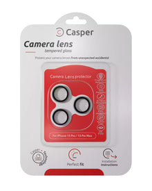 iPhone 15 Pro / 15 Pro Max (Silver) Casper Camera Lens Protector – retail package