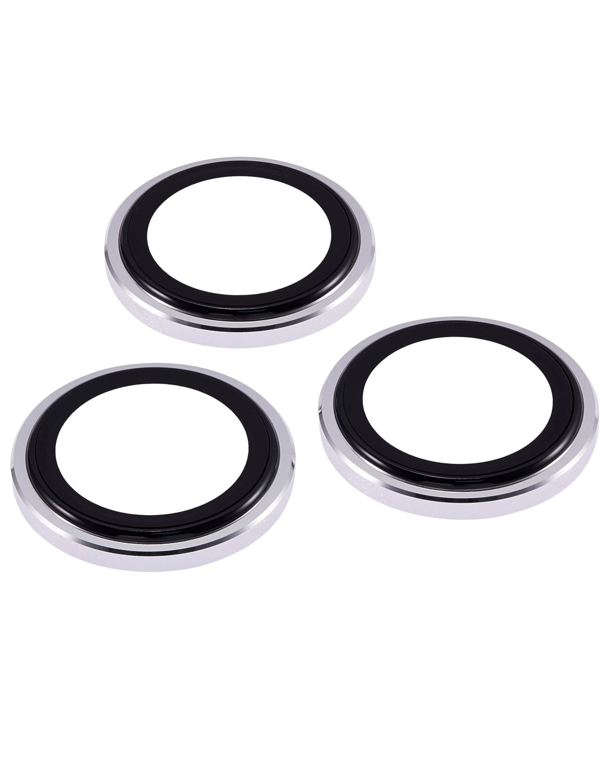 iPhone 15 Pro / 15 Pro Max (Silver) Casper Camera Lens Protector – close-up of the lens rings
