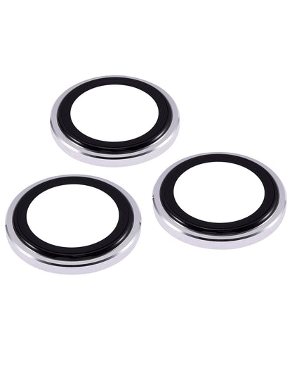 iPhone 15 Pro / 15 Pro Max (Silver) Casper Camera Lens Protector – close-up of the lens rings