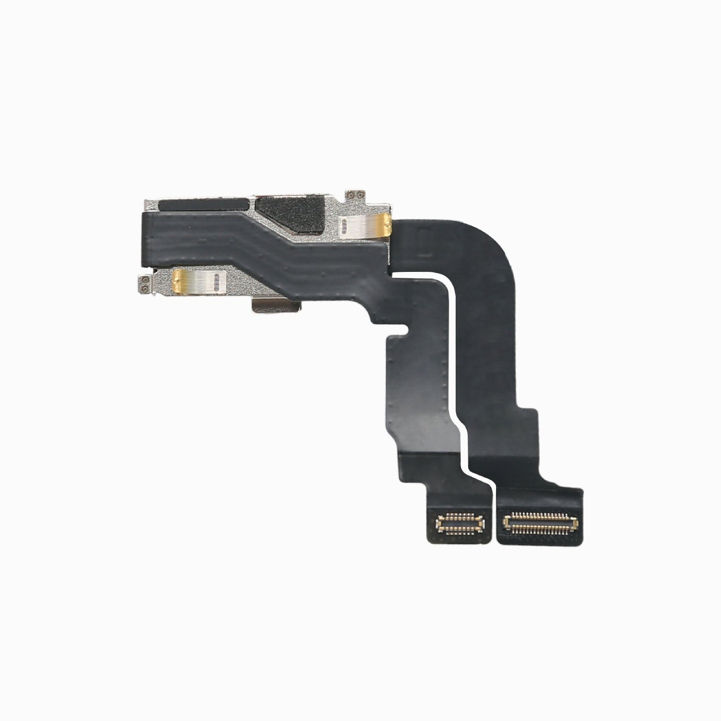 Back of the iPhone 15 Pro front camera module showing flex cable connectors