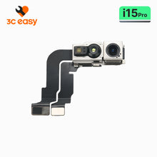3C EASY original front camera module with flex cable for iPhone 15 Pro, lens side on branded card