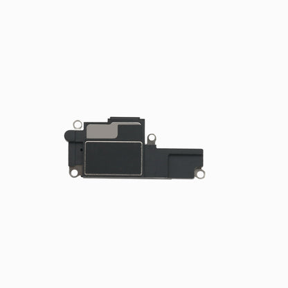 Reverse side of the iPhone 15 Pro loudspeaker assembly showing the black speaker housing
