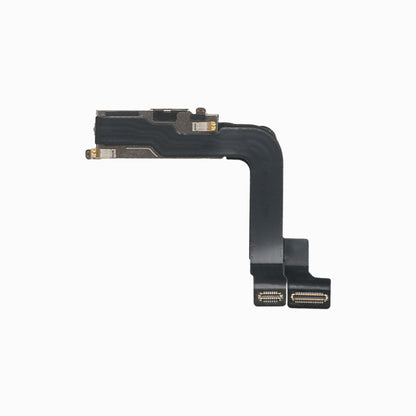 iPhone 15 Pro Max front camera replacement, reverse side showing flex cable connectors